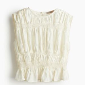 H&M smocked top cream, size medium NWT